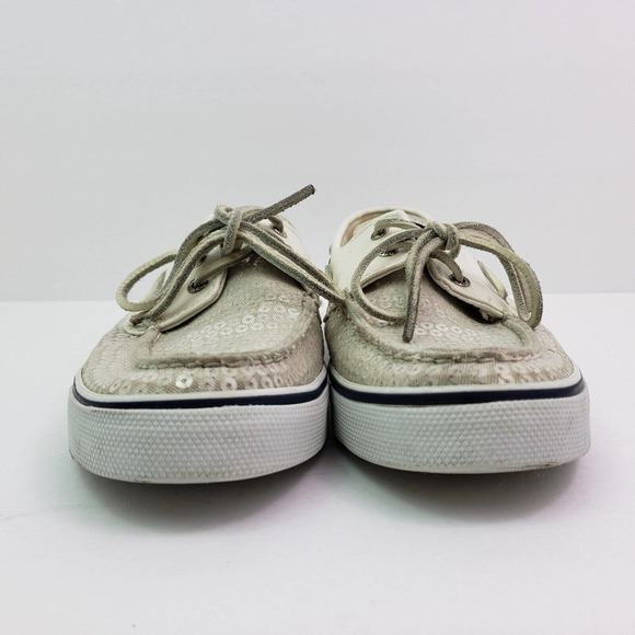 Sperry Top Sider Womens Size 9.5 White Sequin Slip On Casual Boat Shoes 9447160 - Picture 6 of 12
